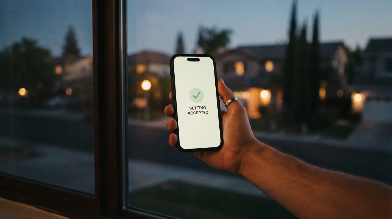 Mano che tiene uno smartphone accanto a una finestra, luce serale tranquilla — casino online con algoritmo unbiased