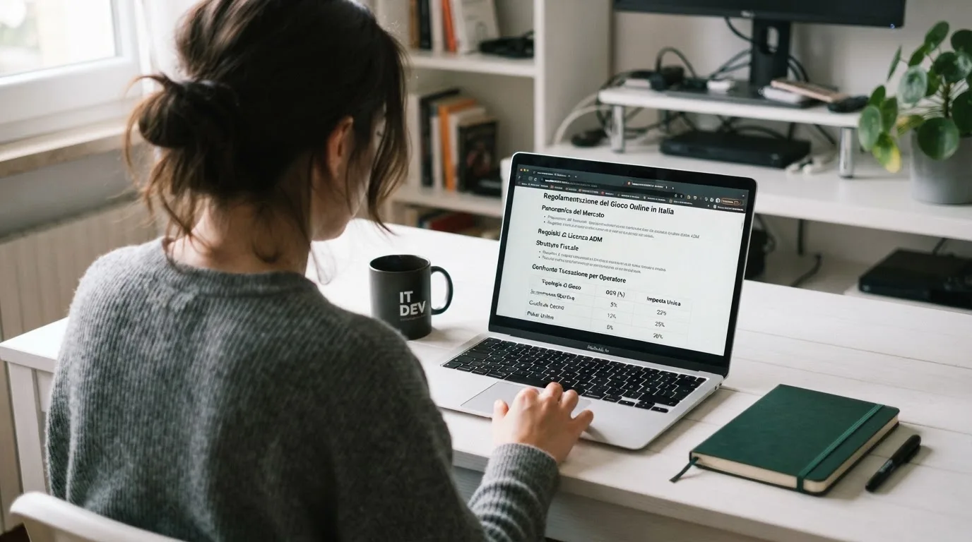 Persona davanti a un portatile che legge una pagina informativa sul gioco online in Italia — casino online senza registrazione